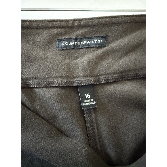Counterparts Sz 16 Brown Pull On Pants w/ Tummy Control Panel Mid Rise Stretch - Picture 6 of 13